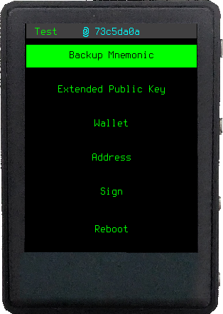 TZT home menu on Dark theme with testnet indicator visible