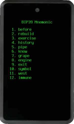 Amigo BIP39 mnemonic word list with generous spacing