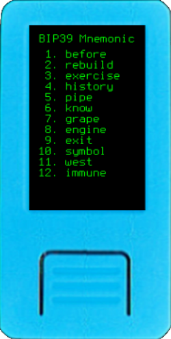 M5StickV BIP39 mnemonic word list fitting all 12 words